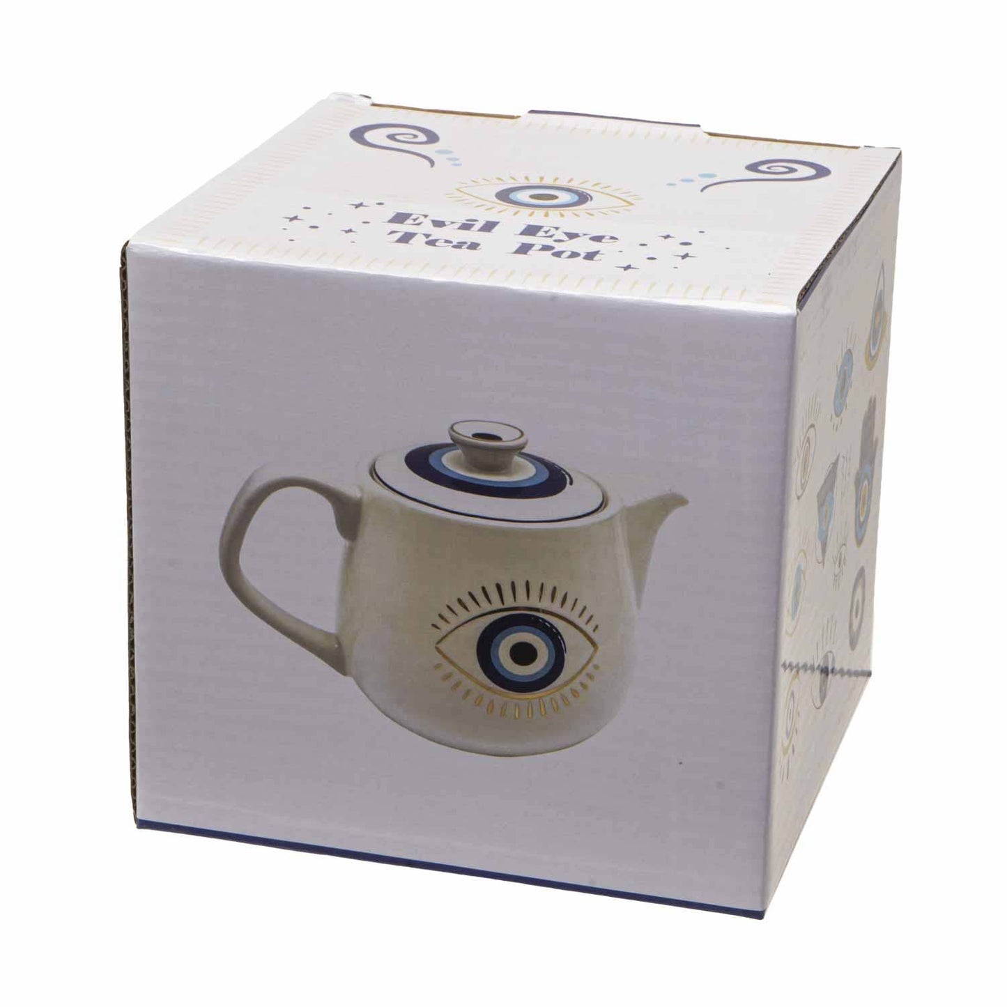 Evil Eye Teapot with Strainer White