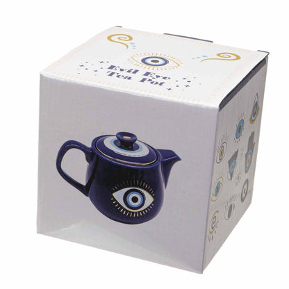 Evil Eye Teapot with Strainer Blue