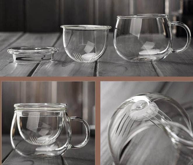 Glass Tea Cup with Infuser and Lid