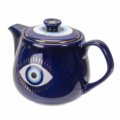 Evil Eye Teapot with Strainer Blue