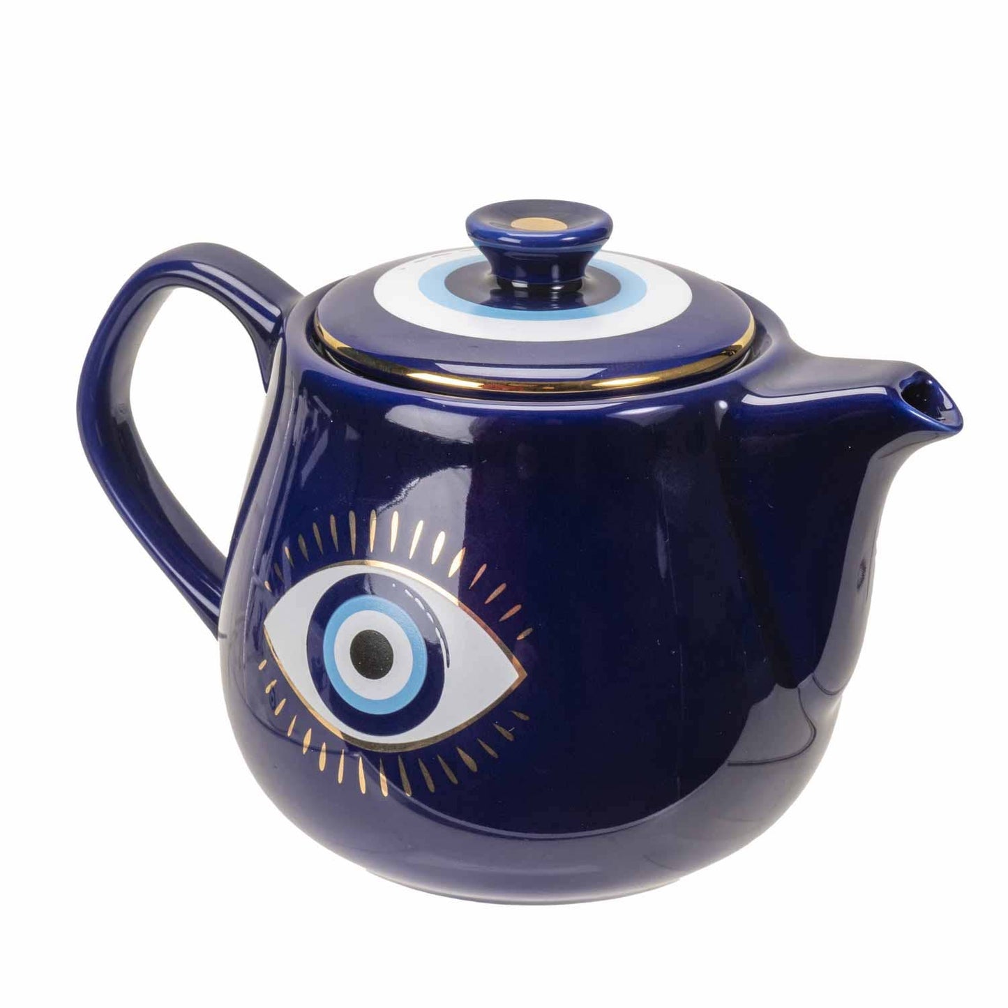 Evil Eye Teapot with Strainer Blue