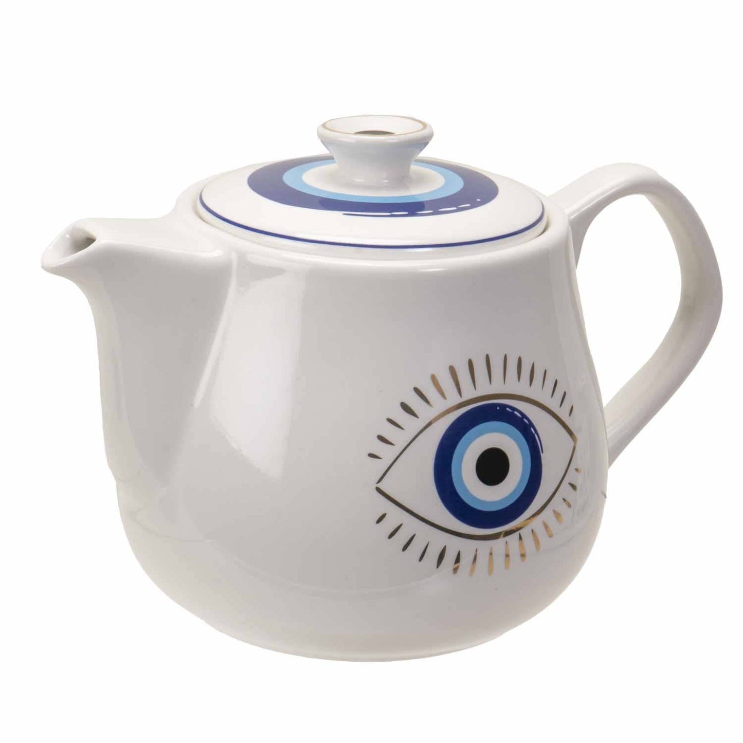 Evil Eye Teapot with Strainer White
