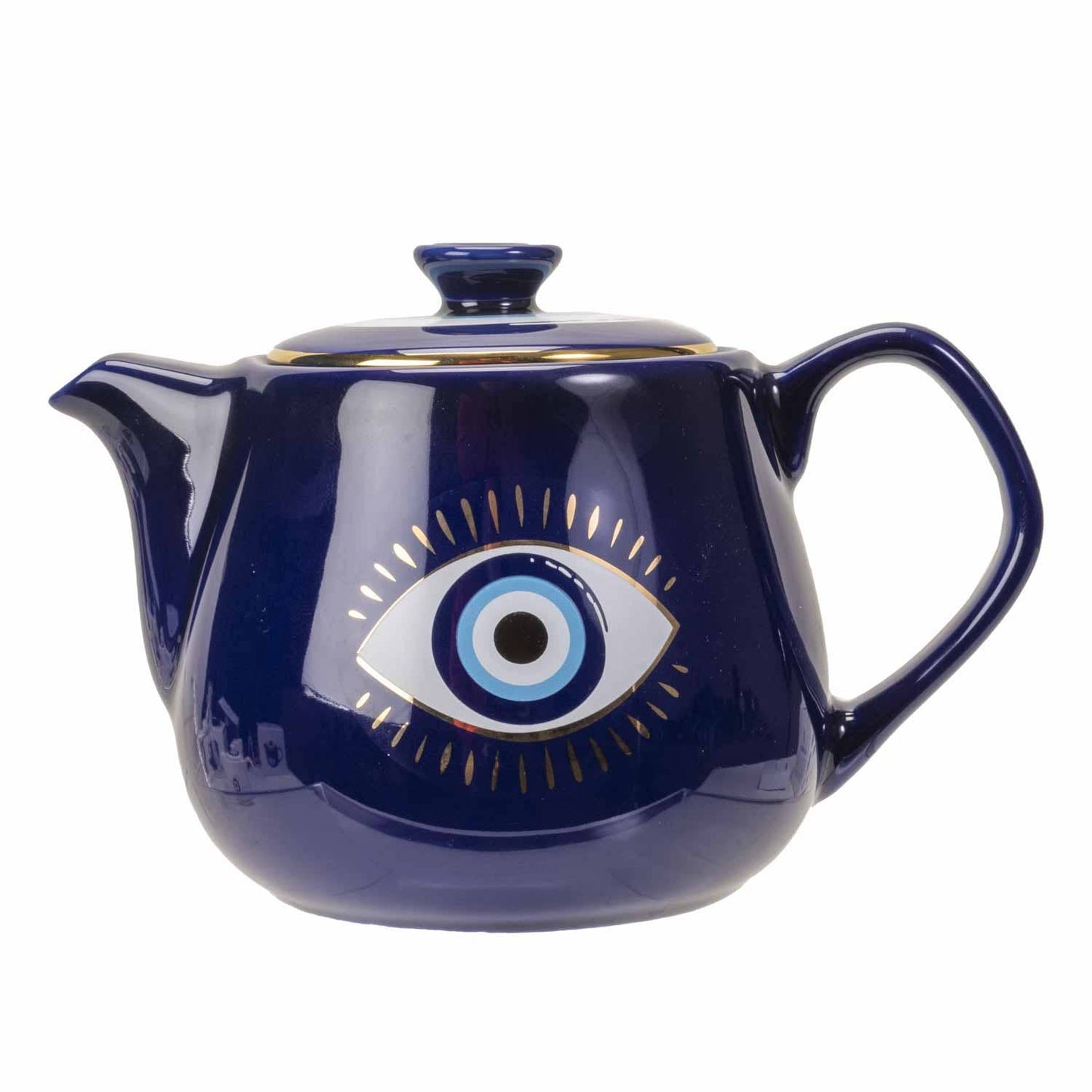 Evil Eye Teapot with Strainer Blue