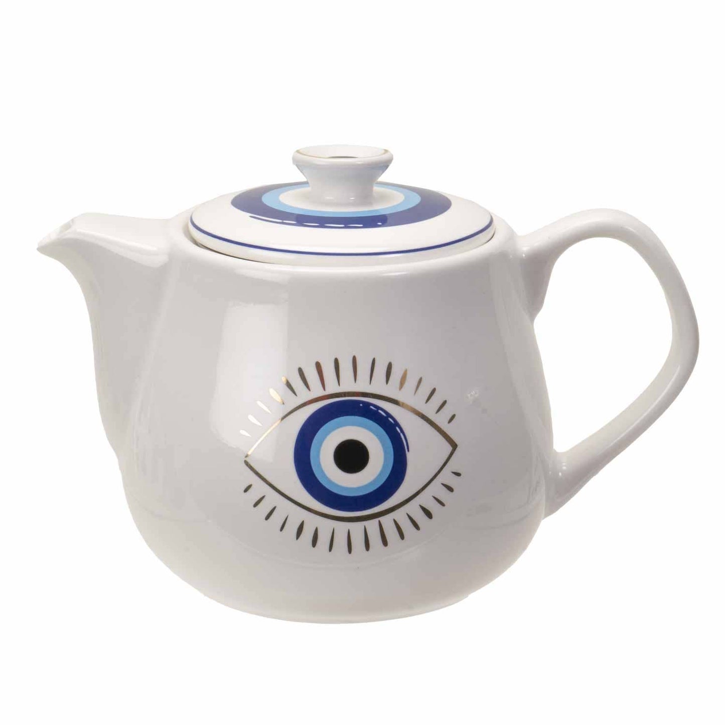 Evil Eye Teapot with Strainer White