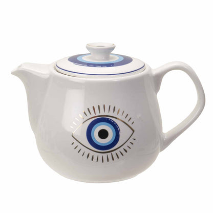 Evil Eye Teapot with Strainer White