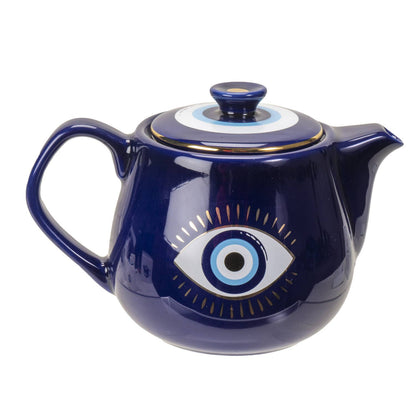 Evil Eye Teapot with Strainer Blue