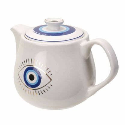 Evil Eye Teapot with Strainer White