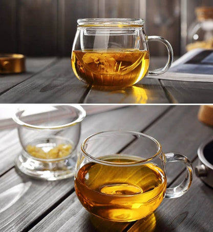 Glass Tea Cup with Infuser and Lid