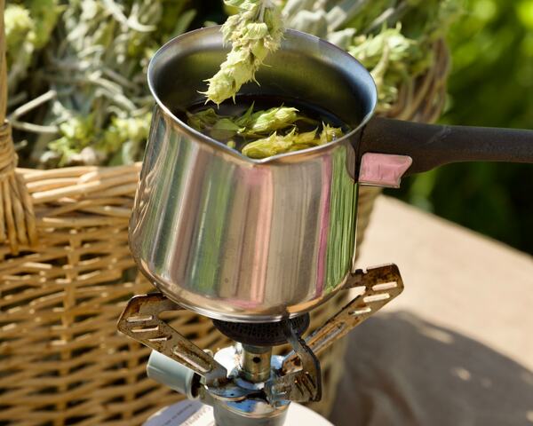 Brewing Greek herbs