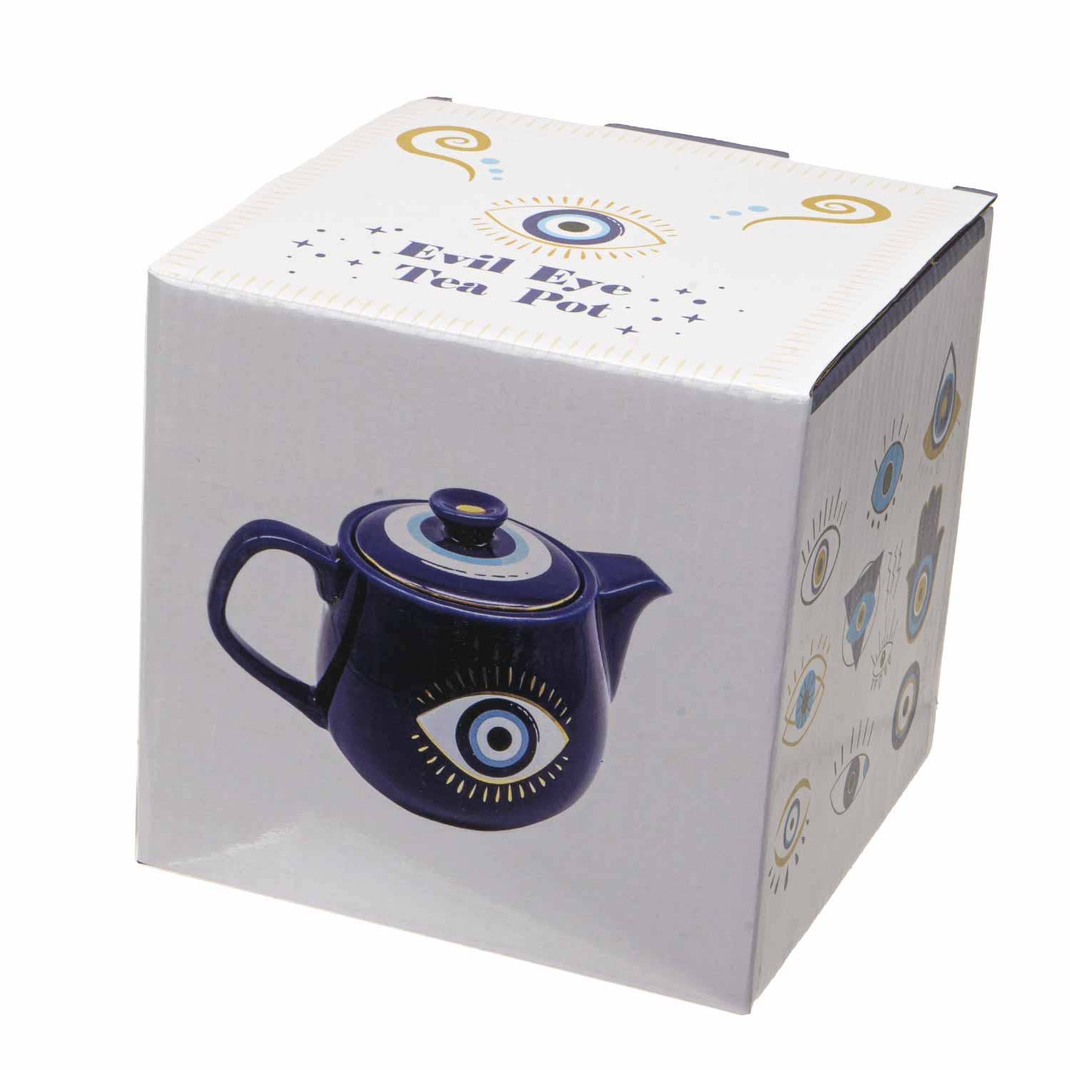 Evil Eye Teapot with Strainer Blue - Greek Superherbs