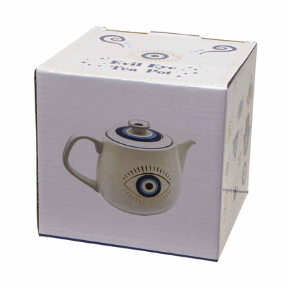 Evil Eye Teapot with Strainer White