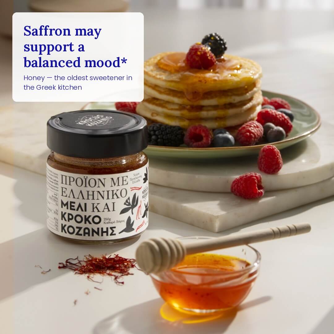 Greek yogurt with saffron honey and orange