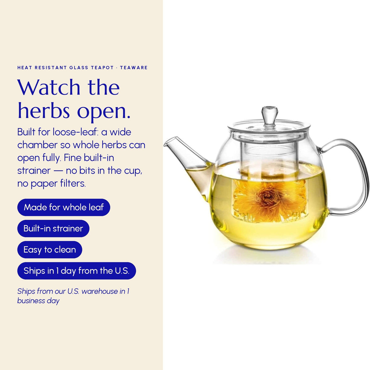 Heat Resistant Glass Teapot - Greek Superherbs