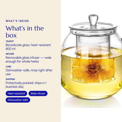 Heat Resistant Glass Teapot - Greek Superherbs