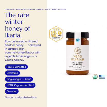 Ikaria Blue Zone Honey Heather (Anama) - Greek Superherbs