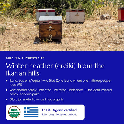Ikaria Blue Zone Honey Heather (Anama) - Greek Superherbs
