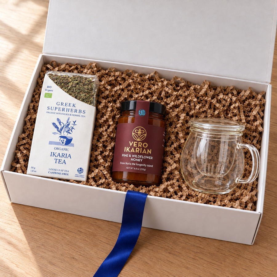 Ikaria Longevity Ritual Gift Set + Glass Cup - Greek Superherbs