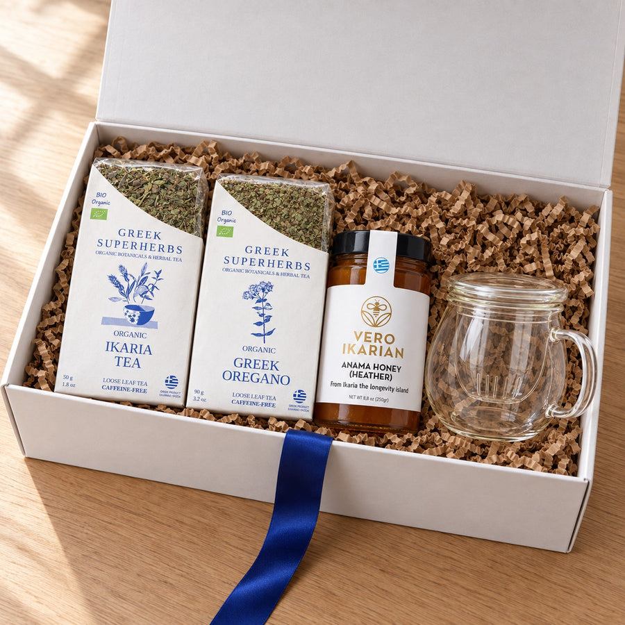 Ikaria Longevity Ritual Gift Set + Glass Cup - Greek Superherbs