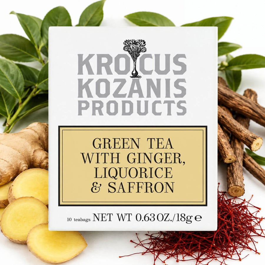 Saffron Green Tea with Ginger & Liquorice - Greek Superherbs