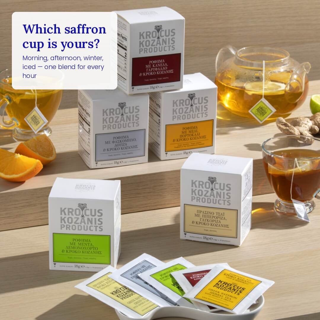 Saffron Herbal Tea with Mint & Lemongrass - Greek Superherbs