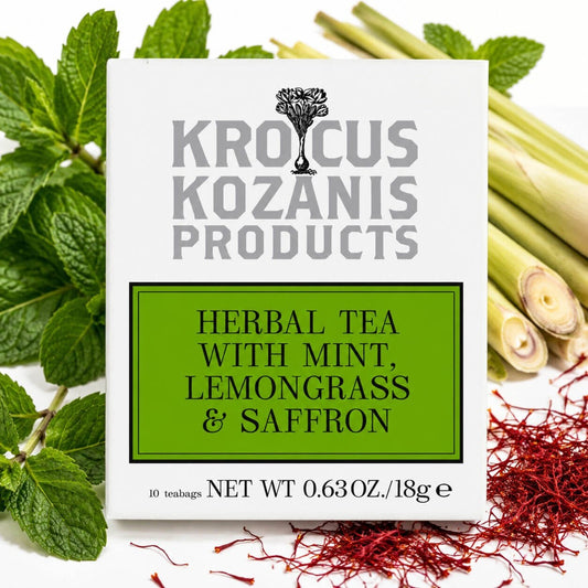 Saffron Herbal Tea with Mint & Lemongrass - Greek Superherbs