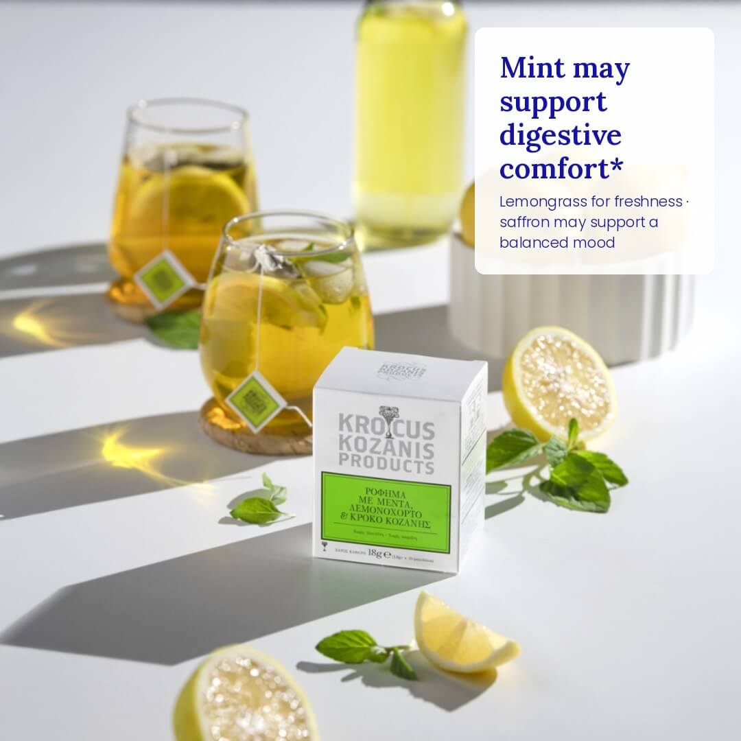 Saffron Herbal Tea with Mint & Lemongrass - Greek Superherbs