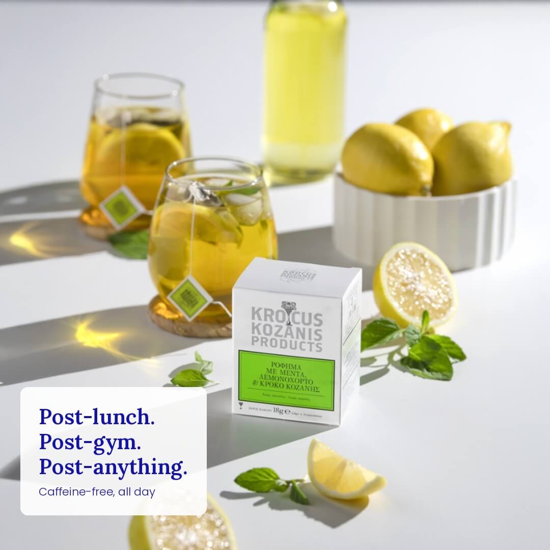 Saffron Herbal Tea with Mint & Lemongrass - Greek Superherbs