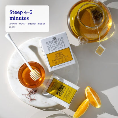 Saffron Herbal Tea with Orange & Honey - Greek Superherbs