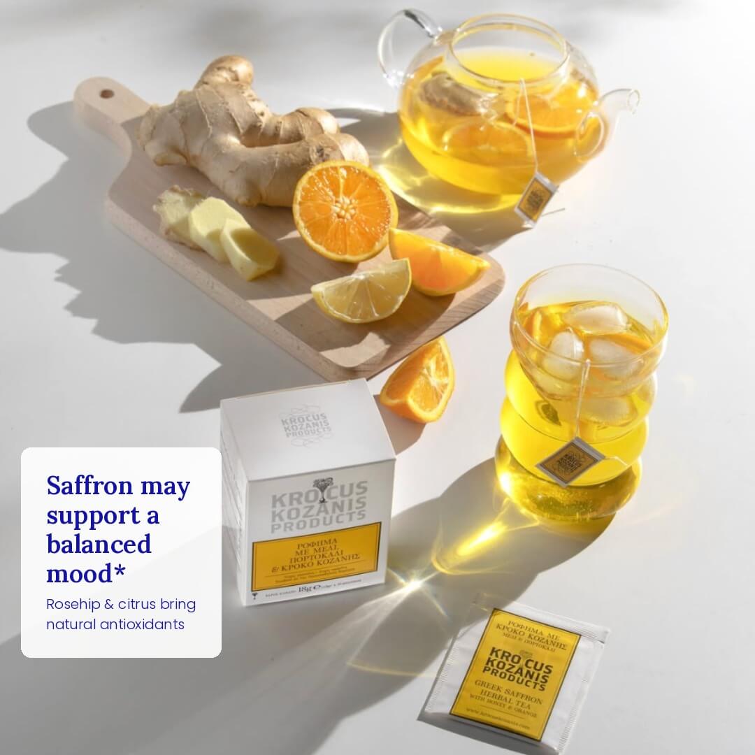 Saffron Herbal Tea with Orange & Honey - Greek Superherbs
