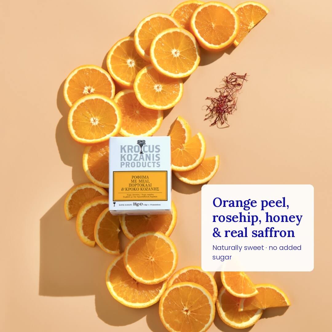 Saffron Herbal Tea with Orange & Honey - Greek Superherbs