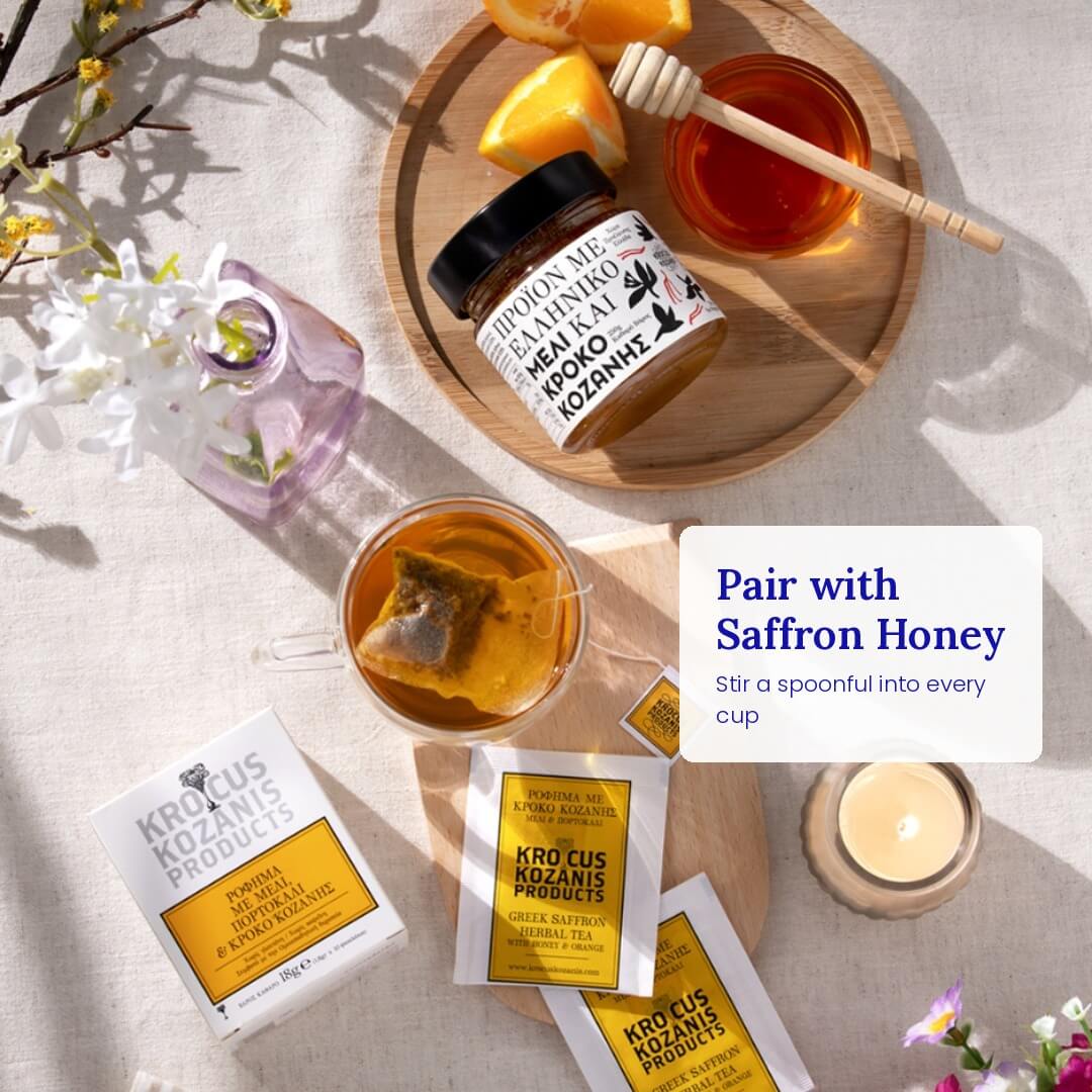 Saffron Herbal Tea with Orange & Honey - Greek Superherbs