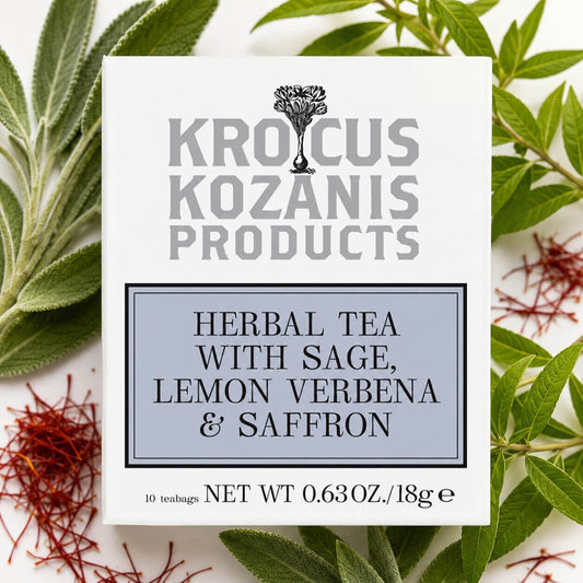 Saffron Herbal Tea with Sage & Lemon Verbena - Greek Superherbs