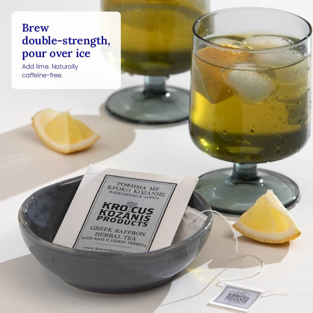 Saffron Herbal Tea with Sage & Lemon Verbena - Greek Superherbs
